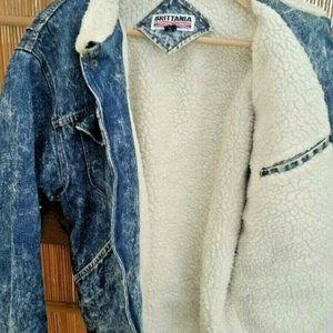 Vintage Brittania Denim Sherpa Jacket, Size L